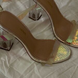Fashion Nova Holographic Clear Heels